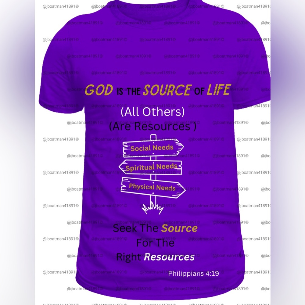 Graphic Purple Faith T-Shirt - "God is the Source of Life"